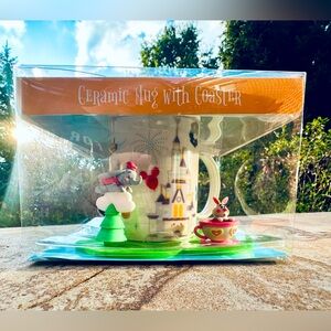 🆕 DISNEY WORLD WDW x JERROD MARUYAMA ✨CERAMIC MUG + COASTER✨KINGDOM OF CUTE✨NIB!